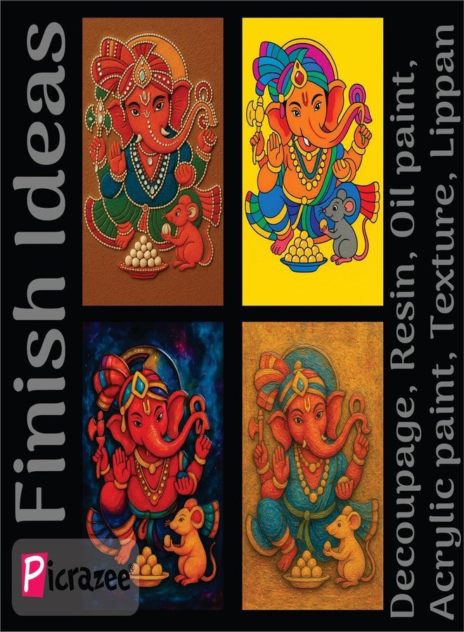 PICRAZEE DIY Art & Craft Wooden Painting Kit for Kids | 4 Premaked Ganesha MDF Board Painting Set with 6 Colors, 2 Brushes, Palette and Stands | Drawing & Coloring Activity Set for Home, and Gifting - Image 2